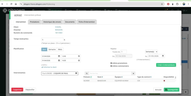 Nouvelle organisation de la fenêtre d'intervention Altagem