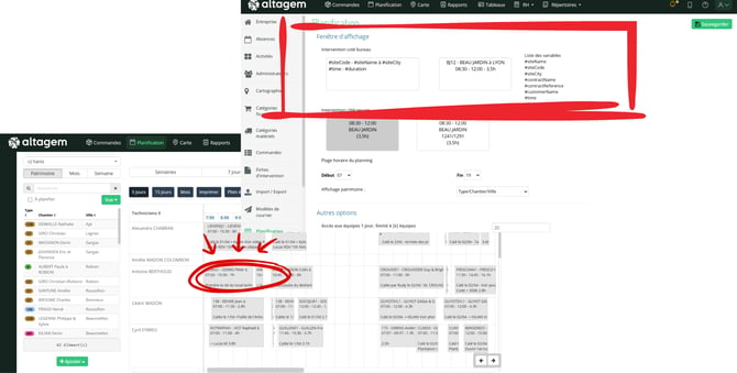 planning-realise et reglages affichage planning